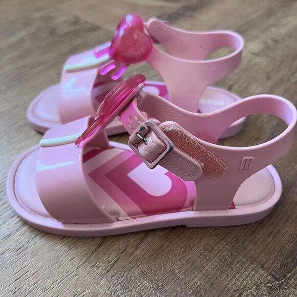Mini Melissa Sandals Girls Size 9 Pink Heart Lollipop Jelly Toddler Shoes School - Picture 4 of 7